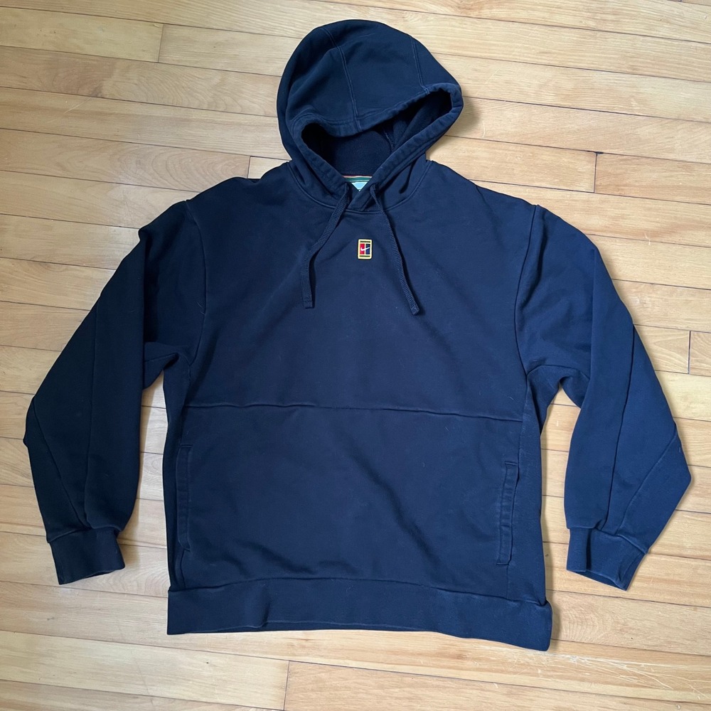 Nike Court Dri-FIT Heritage Hoodie Mens Large Black Retro Tennis Pullover L